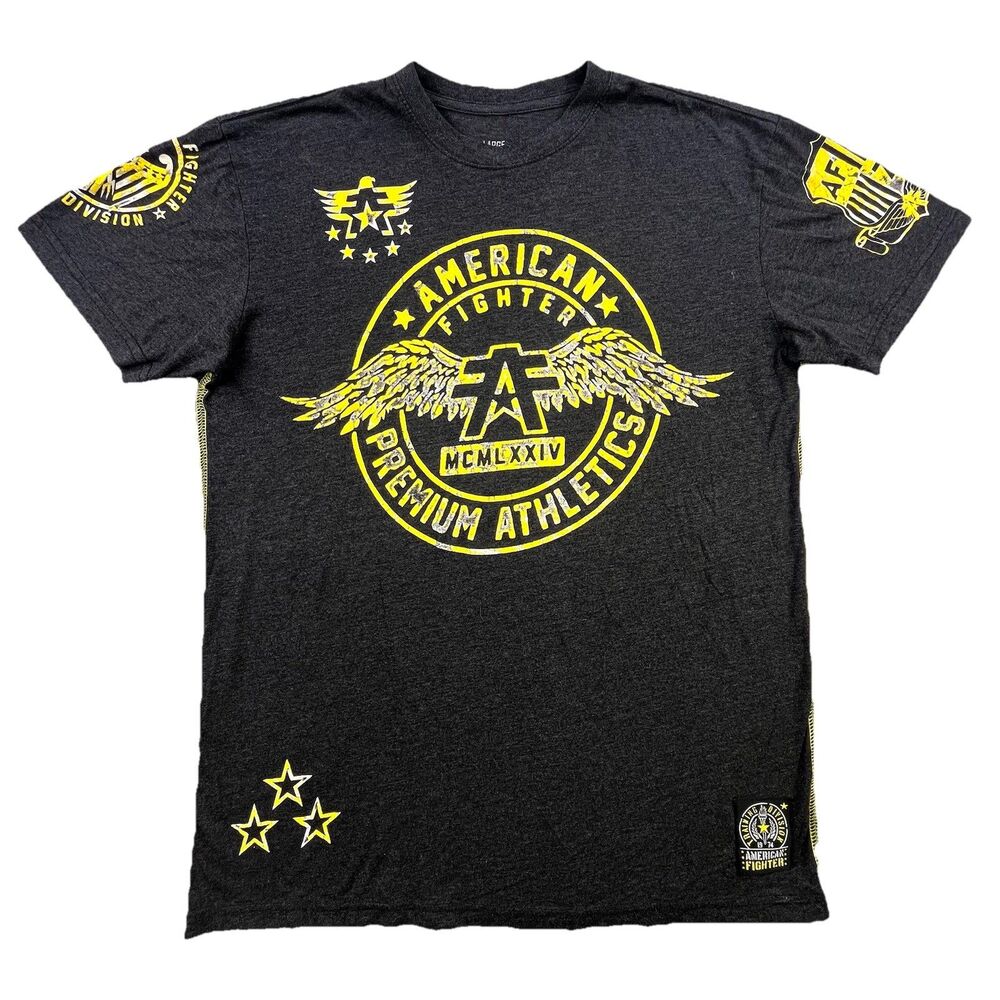 American Fighter T-Shirt Men Large Dark Gray Training Division Affliction MMA